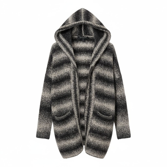 French Connection Sweaters - French Connection Black and Gray Boucle Cardigan Sweater